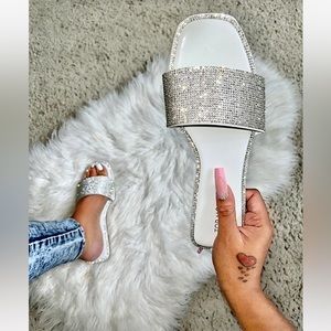 White rhinestone sandals